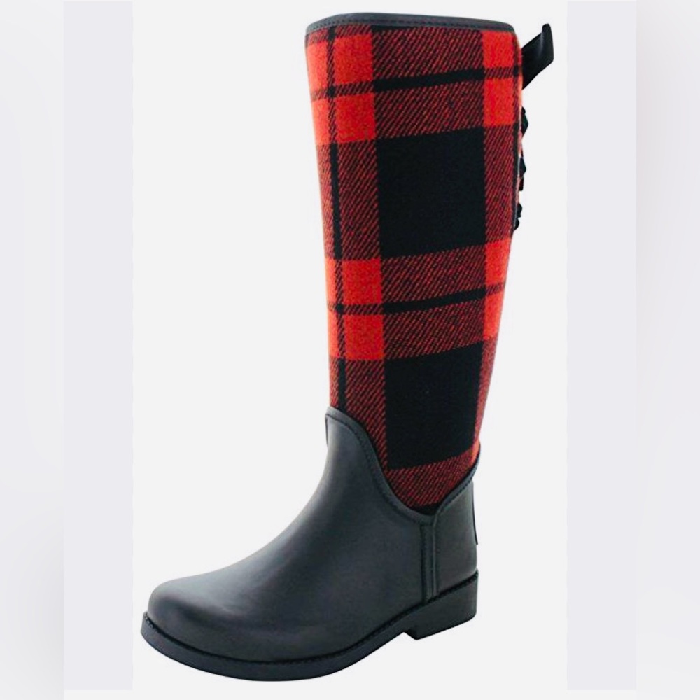 COACH Tristee Plaid Lace-Up Winter Rain Boots sz 8
